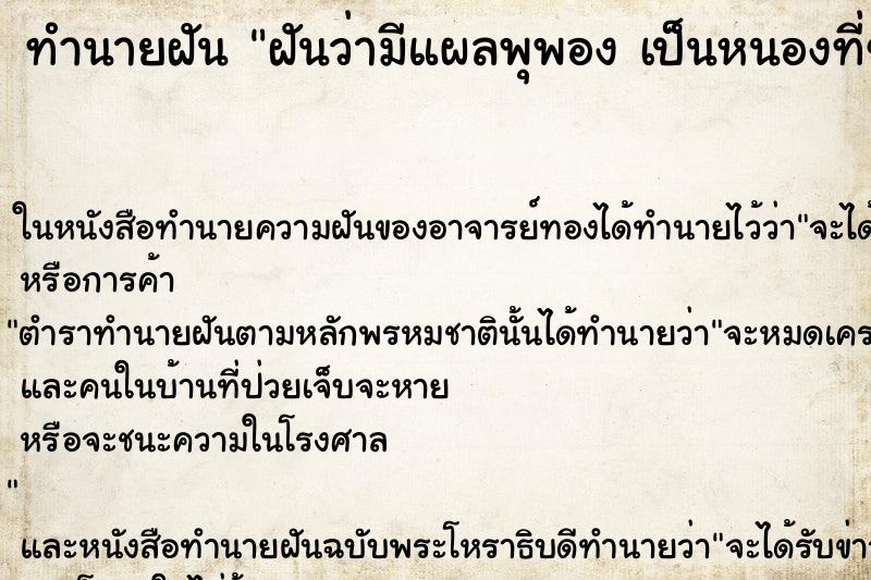 ทำนายฝัน ฝันว่ามีแผลพุพอง เป็นหนองที่ขา